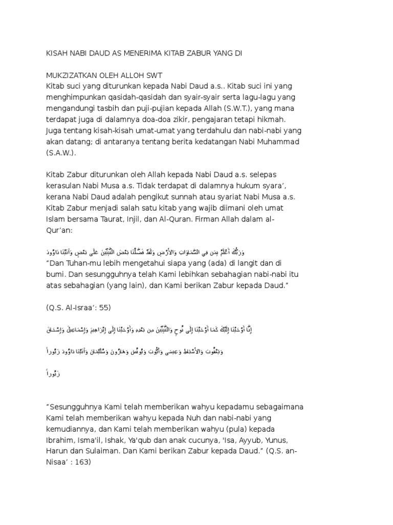 Kitab Zabur Oleh Nabi