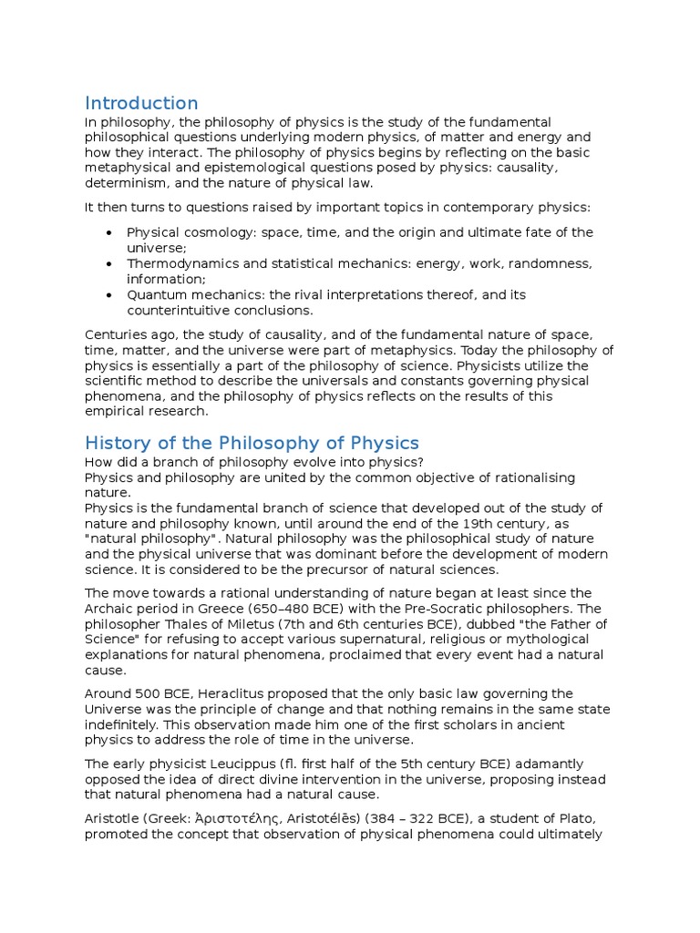 Philosophy of Physics | Download Free PDF | Uncertainty Principle ...