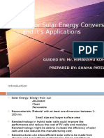 Nanomaterials For Solar Energy Conversion and Applications