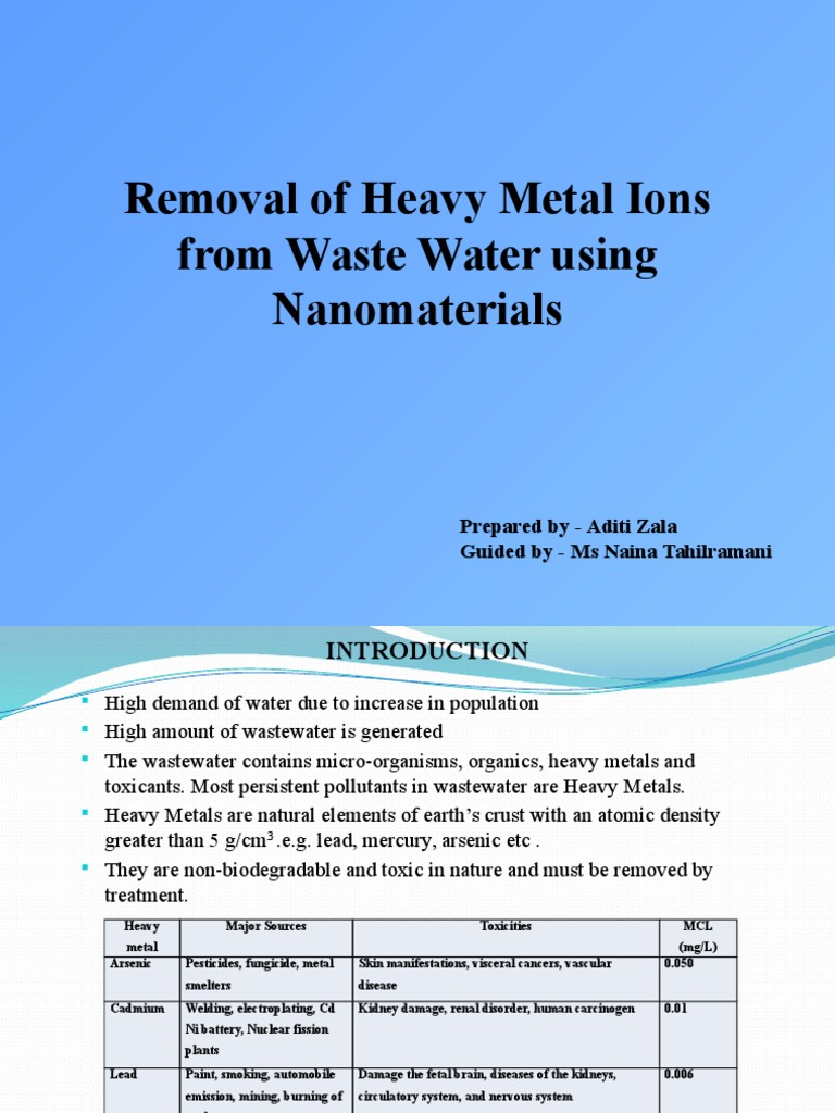 Heavy Metal Removal Using Nanomaterials | PDF | Adsorption | Nanoparticle