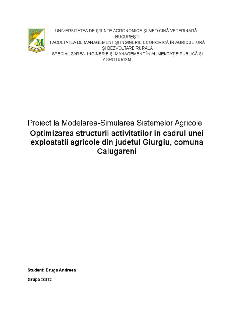 Proiect Modelare-Simulare | PDF