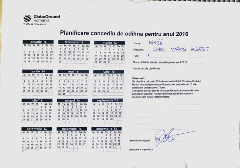 Planificare Concediu | PDF