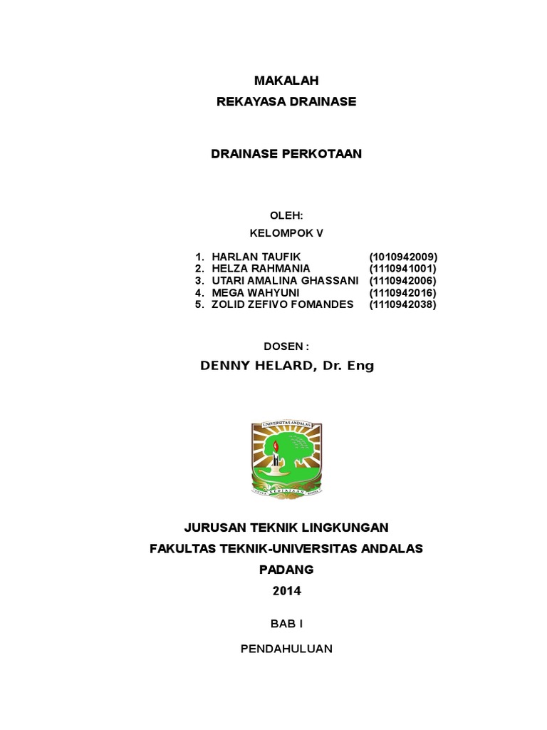 Makalah Drainase Perkotaan
