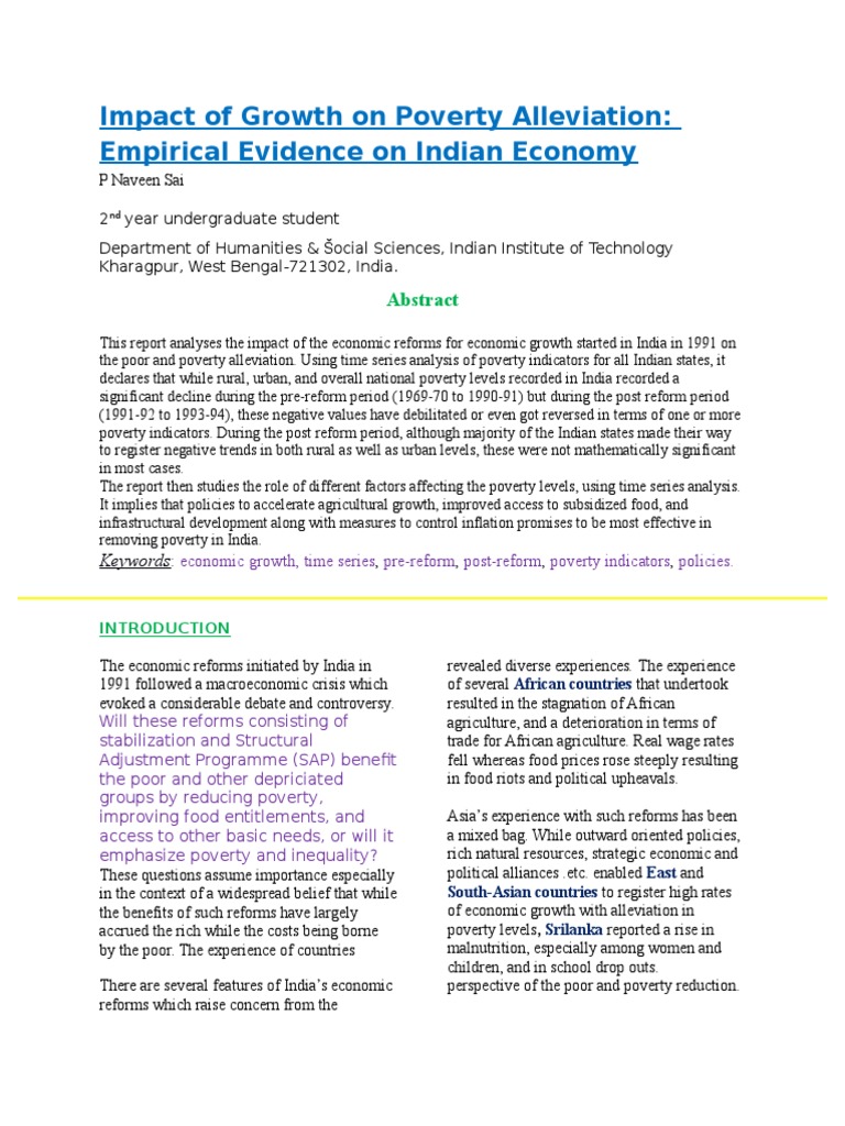Impact of Growth On Poverty Alleviation | PDF | Poverty | Poverty ...