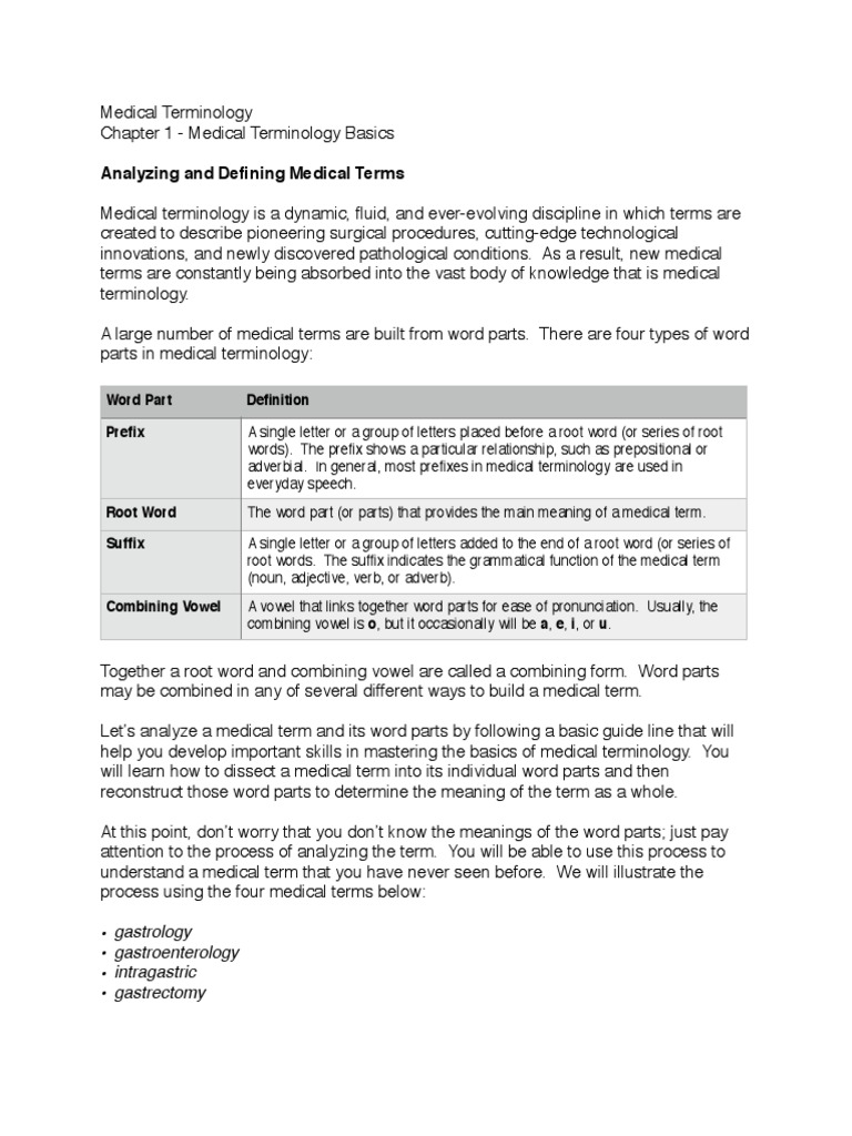 Analyzing Medical Terminology Basics | PDF | Linguistic Typology ...