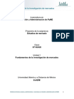 Unidad 1. Fundamentos de Investigacion de Mercados