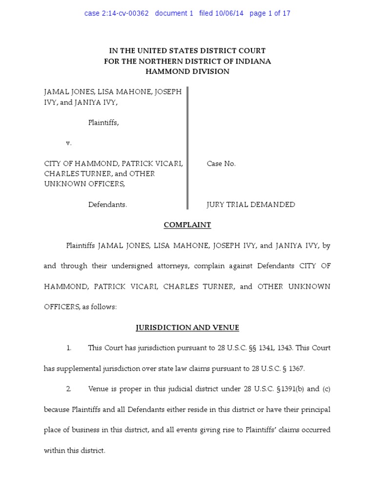 Template Title 42 Law Suit PDF Diversity Jurisdiction Lawsuit