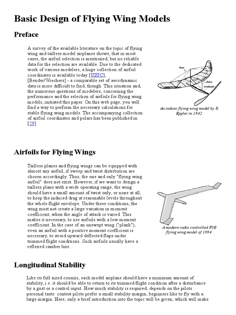 Basic Design of Flying Wing Models | PDF | Lift (Force) | Flight