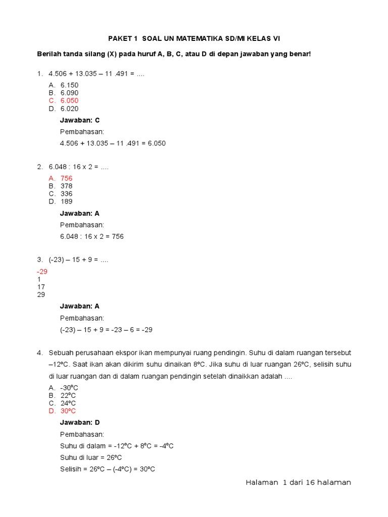 Soal Un Kelas 9 Matematika 2016