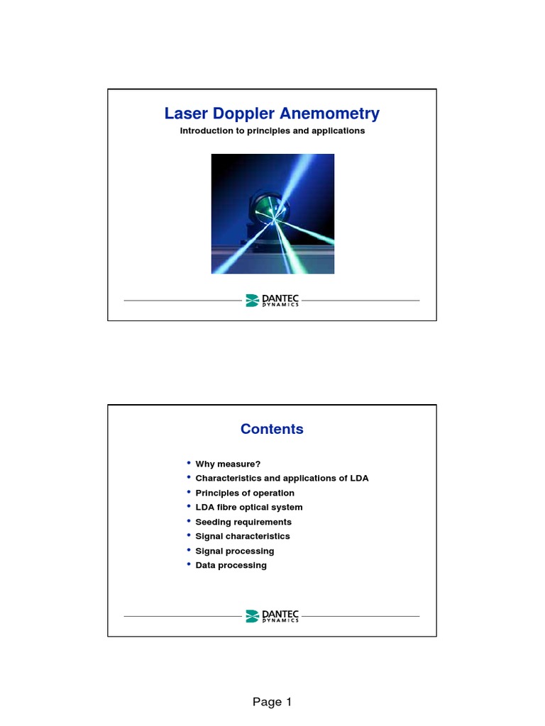 Laser Doppler Anemometry Introduction To Principles and Applications