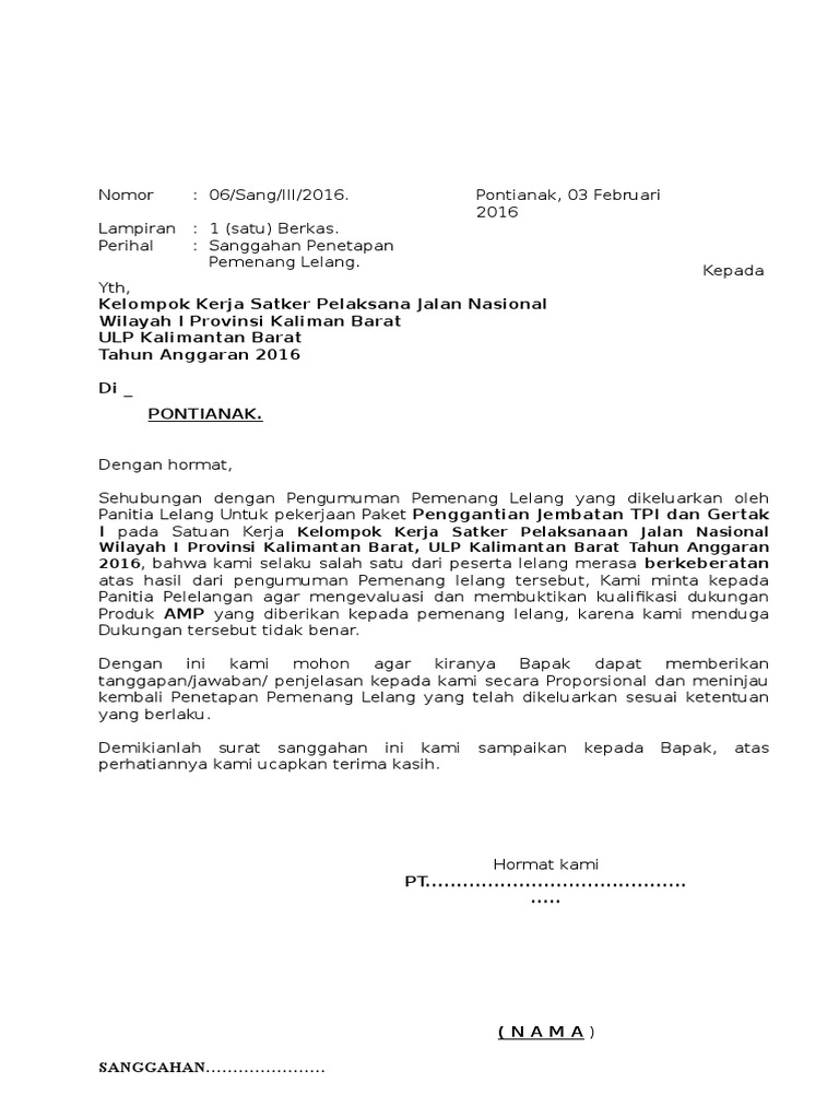 Surat Sanggahan Tpi Gertak I