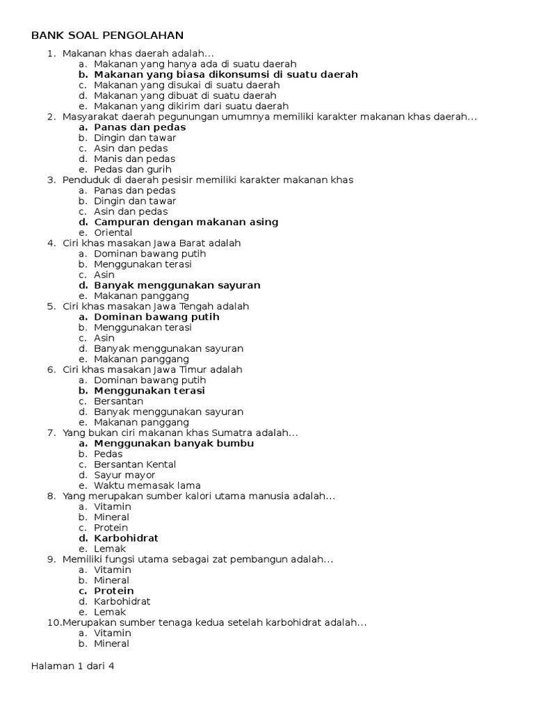 Bank Soal Pengolahan