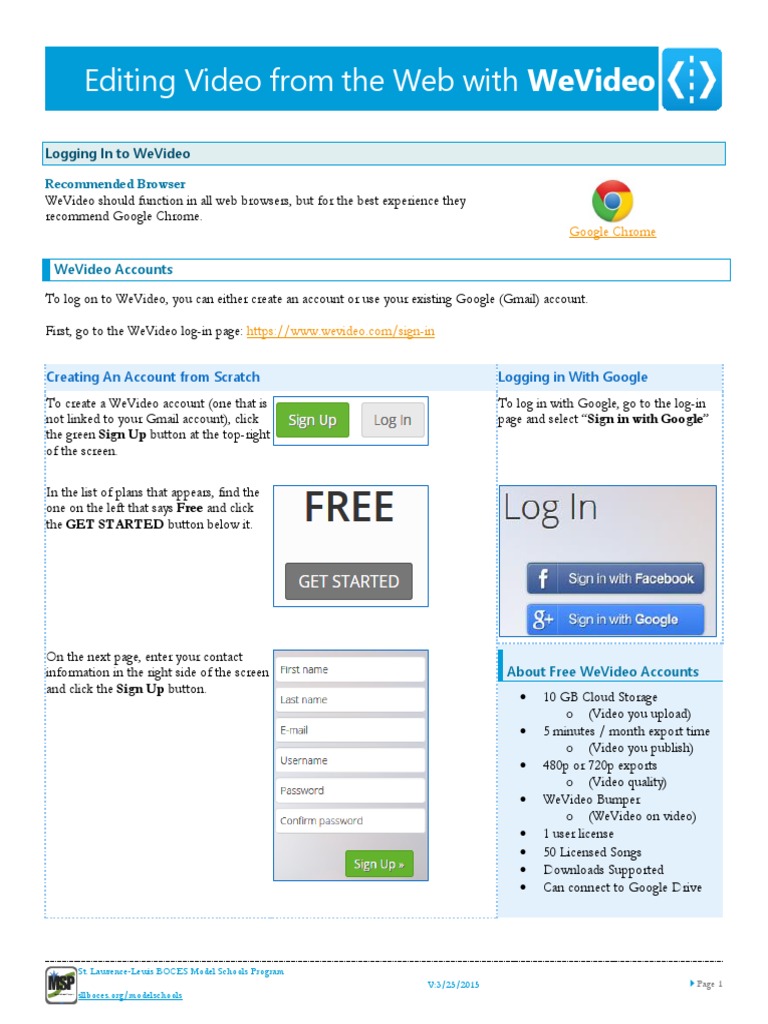 Editing Video From The Web With Wevideo: Logging in To Wevideo | PDF ...