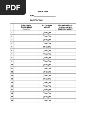 Sign in Sheet