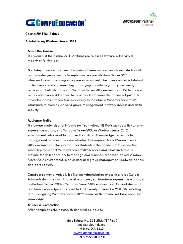 Administering Windows Server 2012 Course | PDF | Group Policy | Active ...