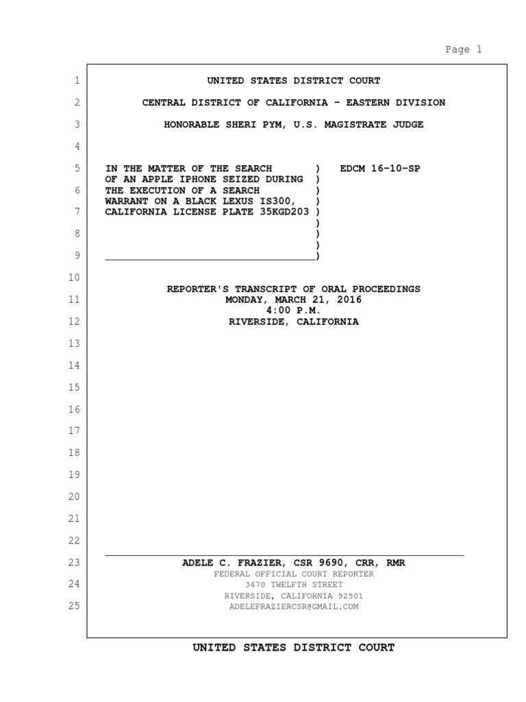 Phone Call Transcription Between Apple, FBI and The Courts | PDF ...