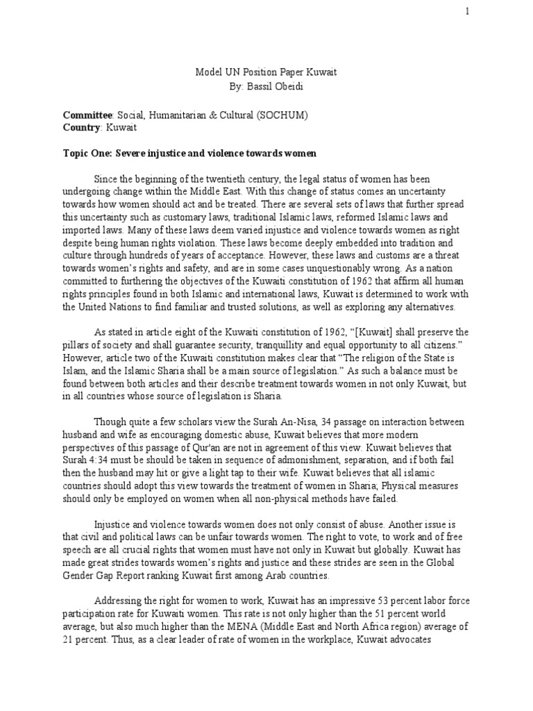 Kuwait Position Paper | PDF | Kuwait | Aids