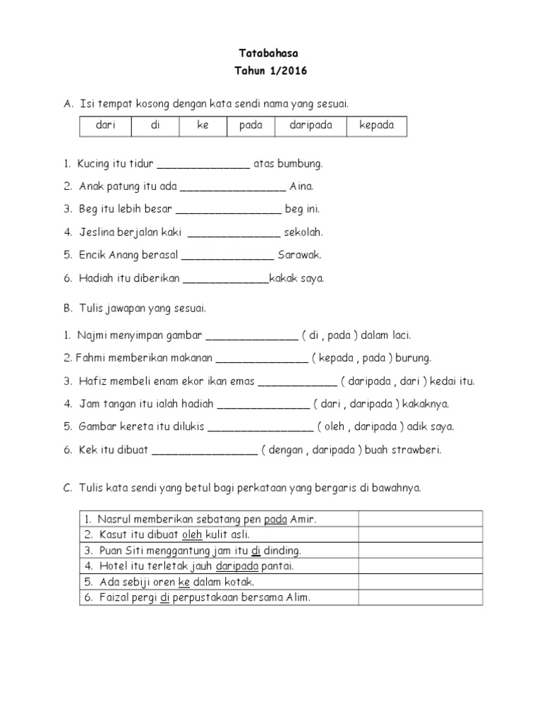 Tatabahasa Tahun 1 2016  PDF