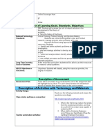 Description of Learning Goals, Standards, Objectives