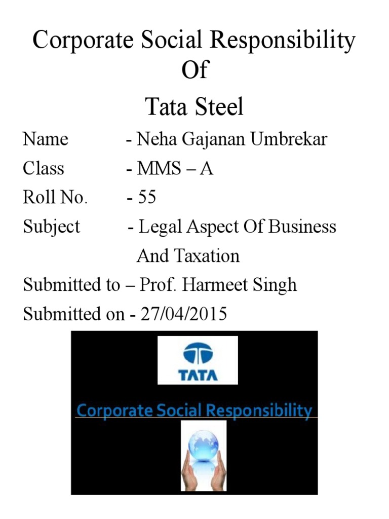 Tata Steel's Corporate Social Responsibility | PDF | Corporate Social ...