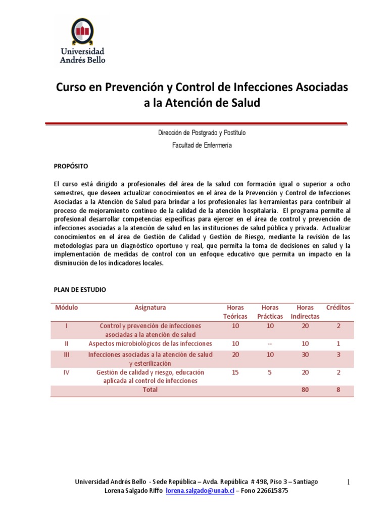 Curso en Prevención y Control de Infecciones Asociadas A La Atención de ...