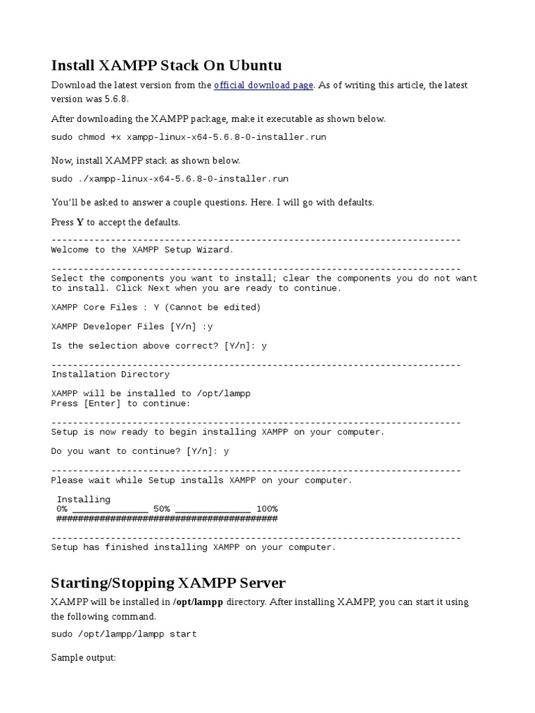 Install XAMPP on Ubuntu Guide | PDF
