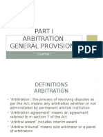 Arbitration Act Part I General Provisions and Definitions