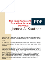 Jamea Al Kauthar - The Importance of Islamic Education for a Muslim Individual