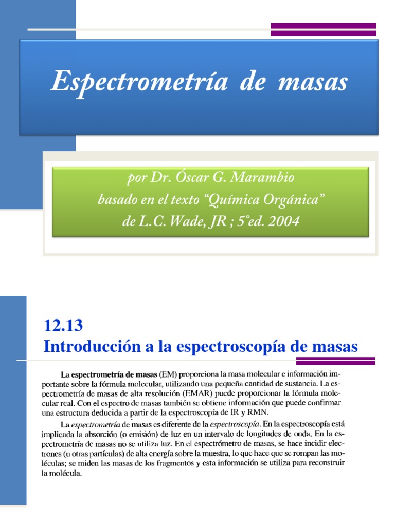 Introducción a la Espectrometría de Masas | PDF | Espectrometría de ...