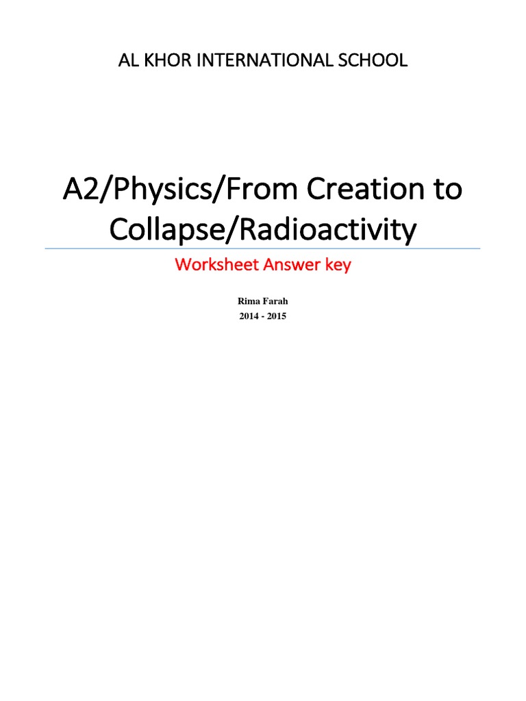 Radioactivity Worksheet Answer Key | PDF | Radioactive Decay | Atomic ...