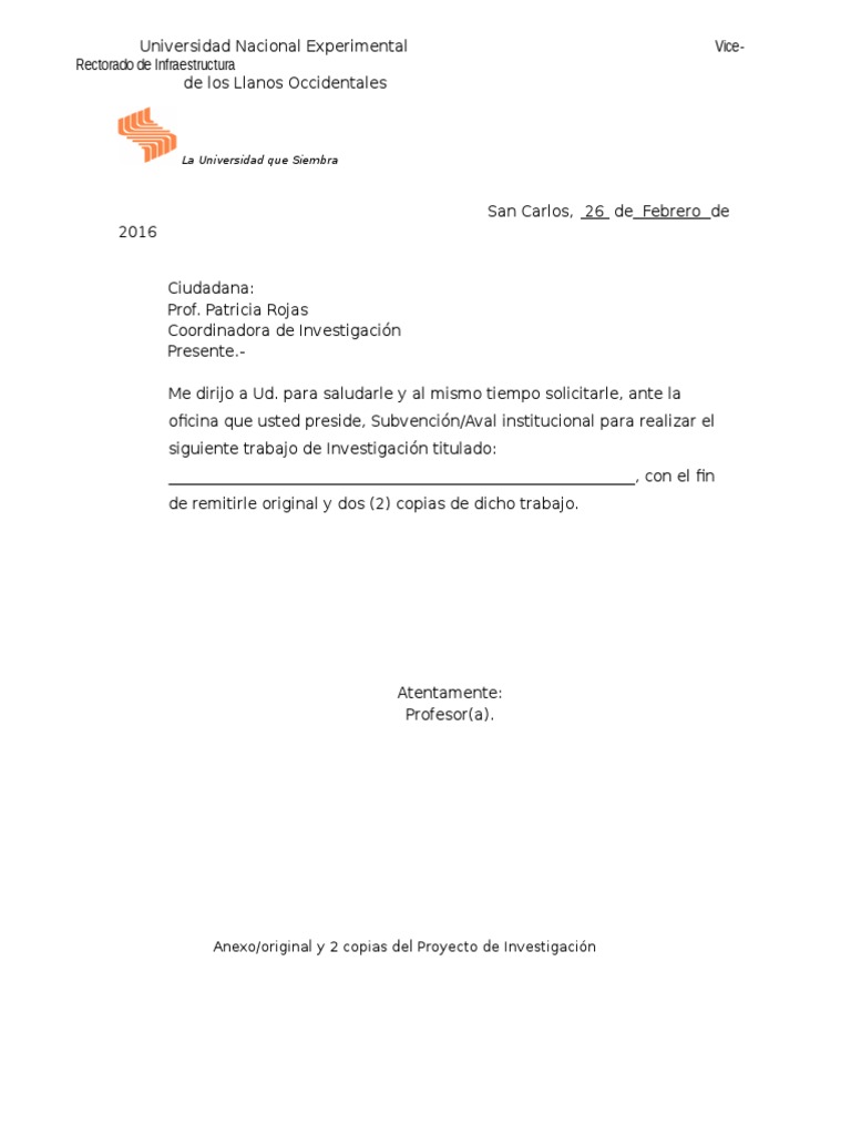 Formato Carta Entrega de Proyecto de Investigación