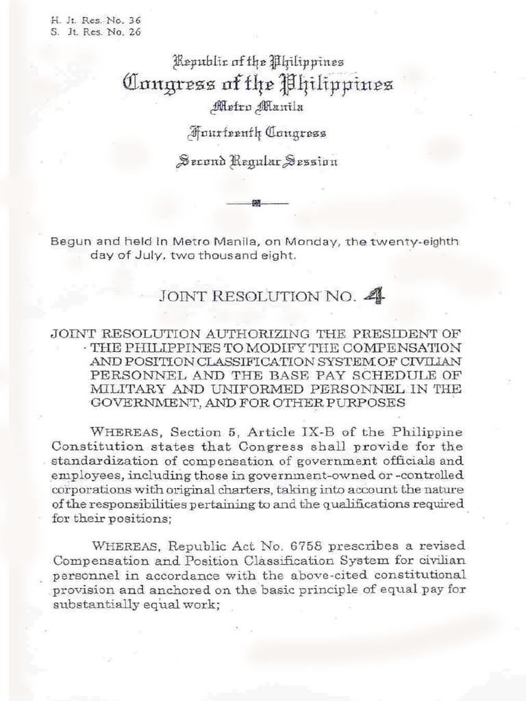 Congress Joint Resolution No. 4 s 2009