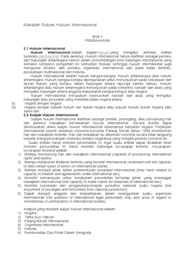 Makalah Subjek Hukum Internasional