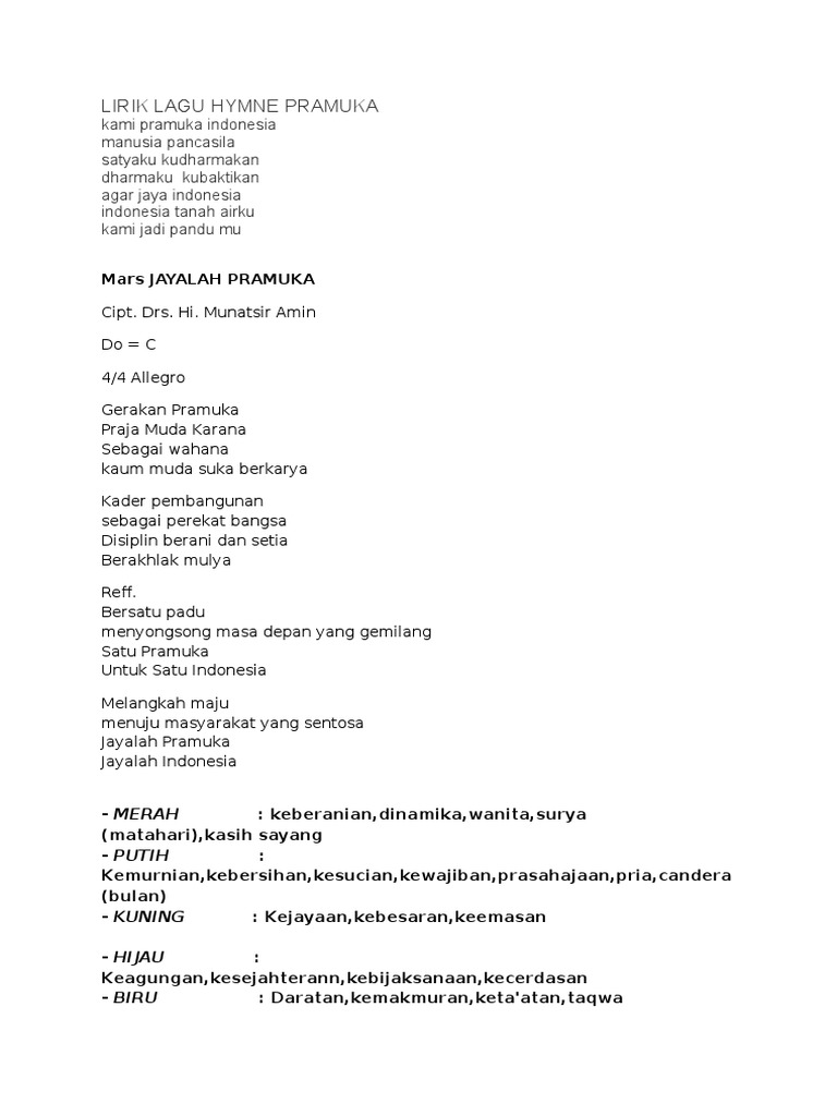 Lirik Lagu Hymne Pramuka