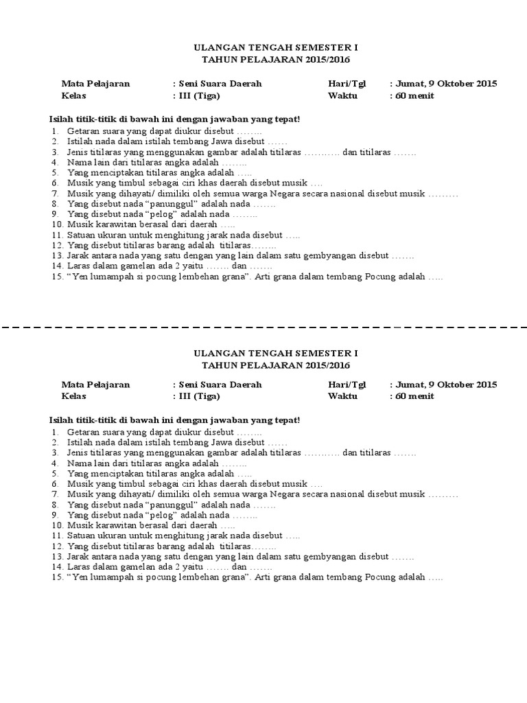 Soal Ssd Tahun 2015