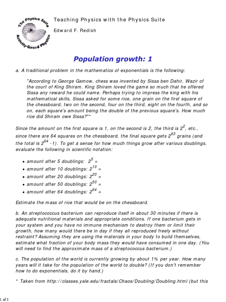Exponential Growth in Physics Problems | PDF | Logarithm | Streptococcus
