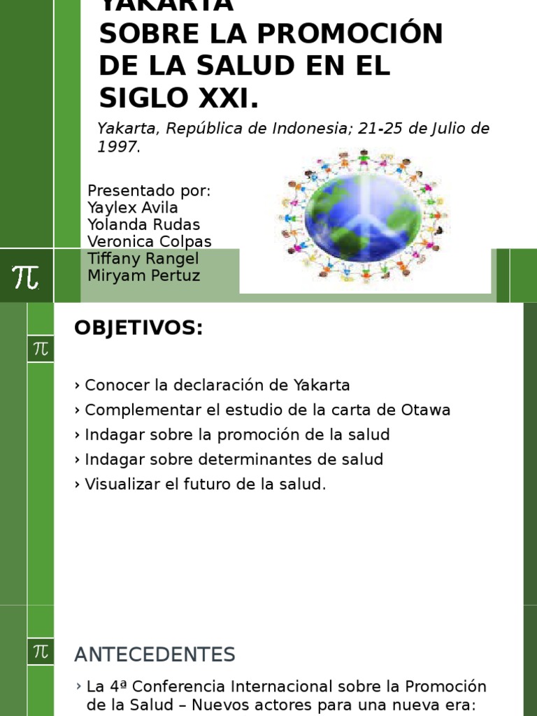 Declaración de Yakarta Promoción de la salud Organización no