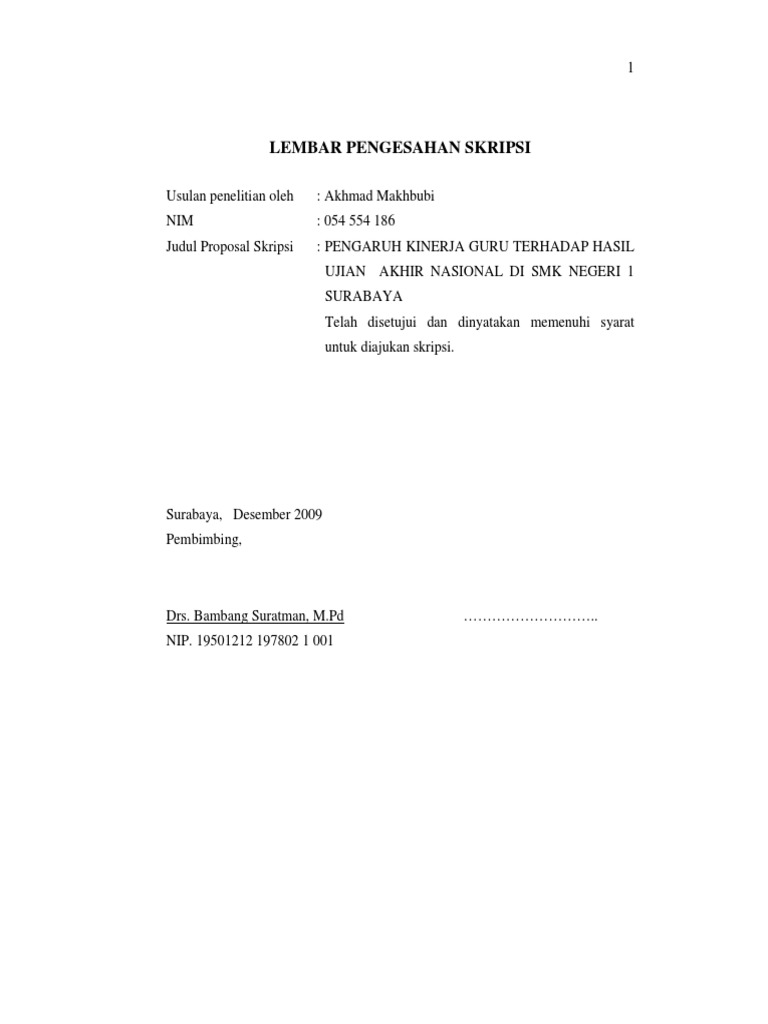 PENGARUH KINERJA GURU TERHADAP HASIL UJIAN AKHIR NASIONAL