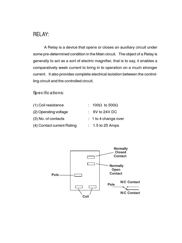 Relay Specifications and Functionality Guide | PDF