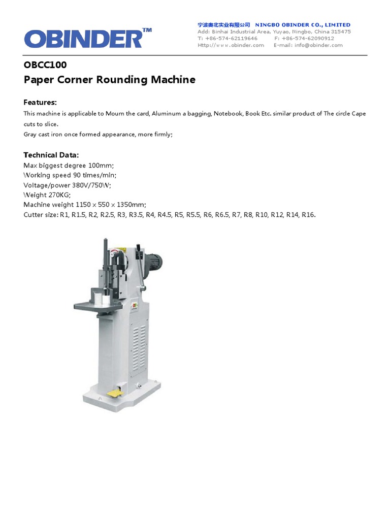 Paper Corner Rounding Machine | PDF