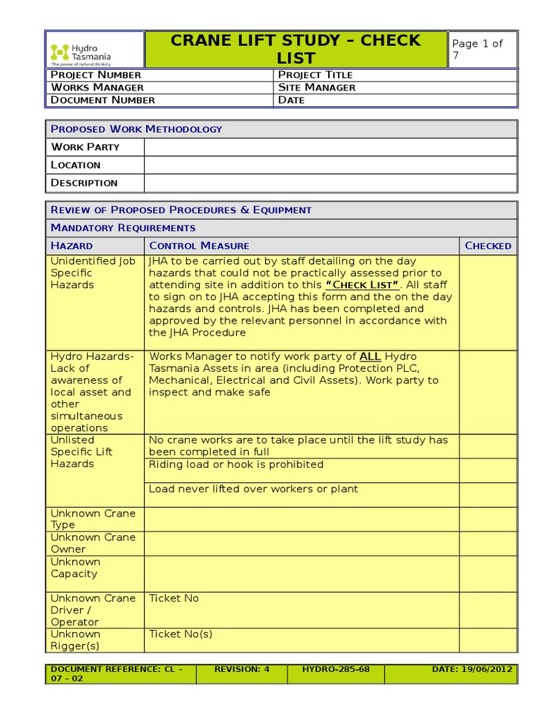 Crane Lift Safety Checklist Guide | PDF | Crane (Machine) | Elevator