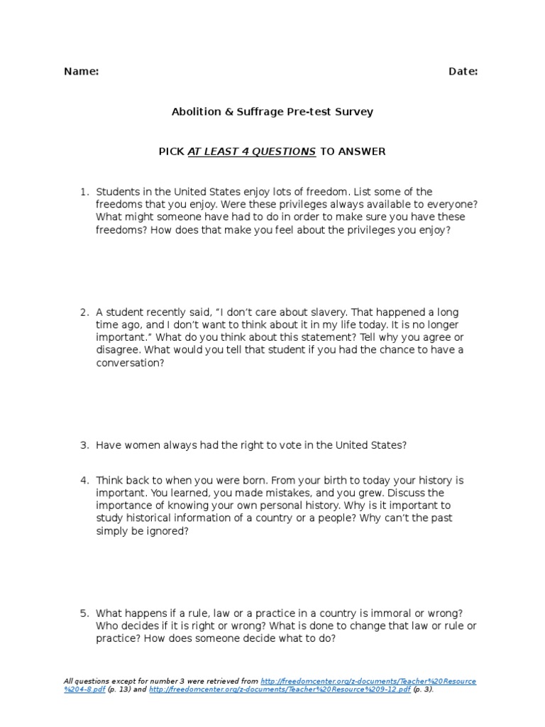 Print 21 - Pre-Assessment Student Survey | PDF