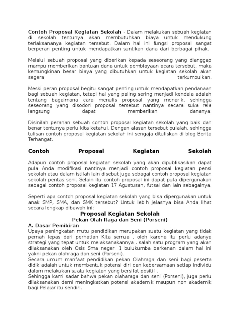 Contoh Proposal Kegiatan Sekolah Docx