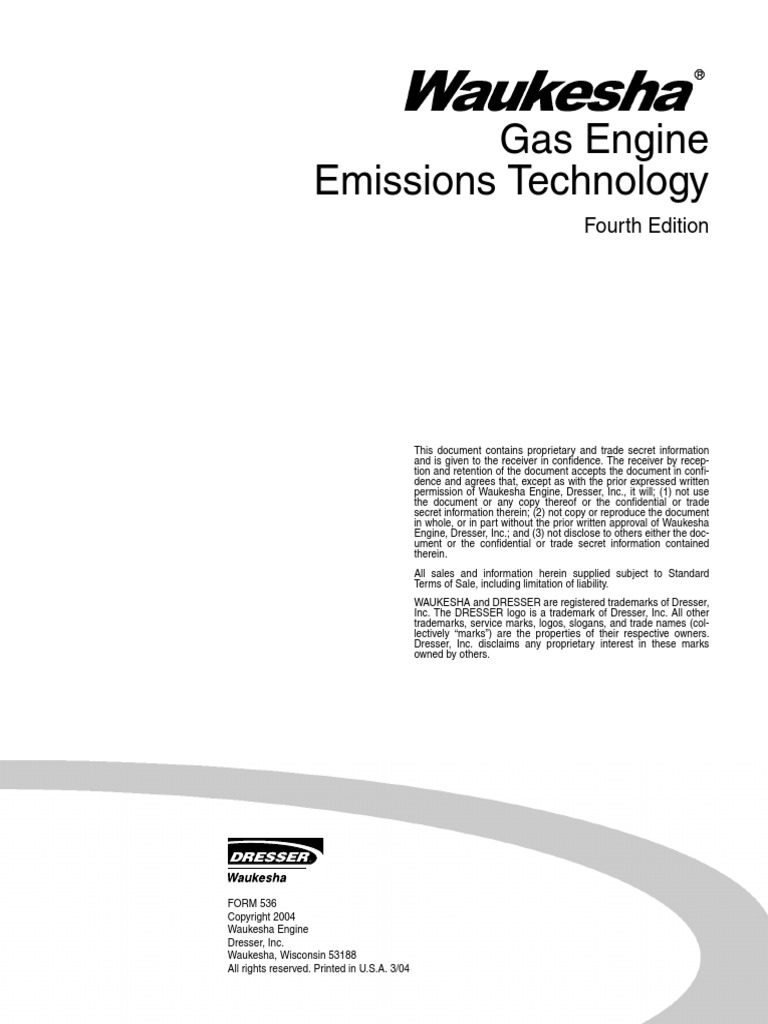 Gas Engine Emissions Technology 4th Edition Exhaust Gas