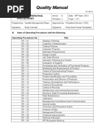 Annex A - Index of Quality Procedures