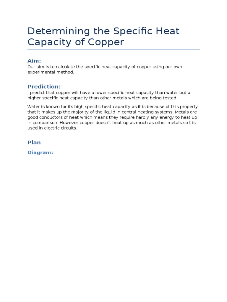Determining The Specific Heat Capacity of Copper | PDF | Heat 