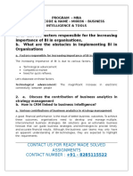 A. List The Factors Responsible For The Increasing Importance of BI in Organisations. B. What Are The Obstacles in Implementing BI in Organisations