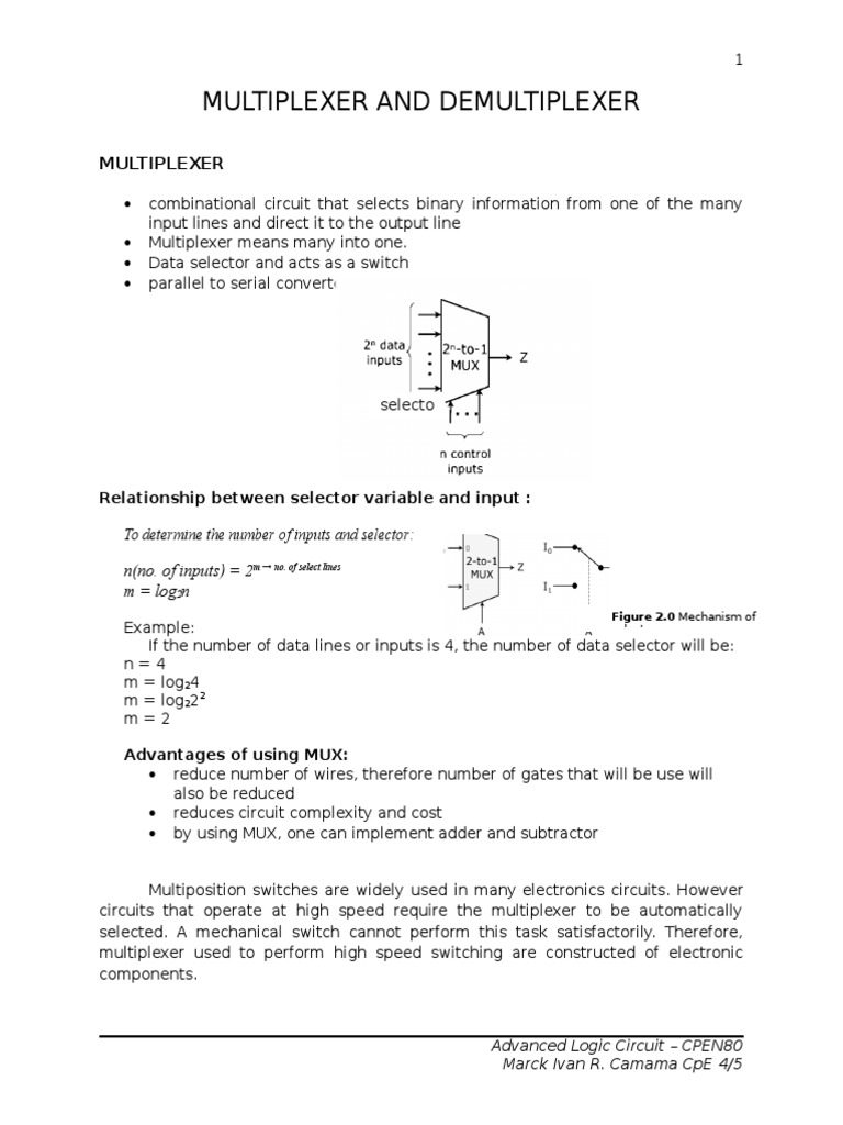 Multiplexer and Demultiplexer | PDF | Electrical Circuits | Electronic ...