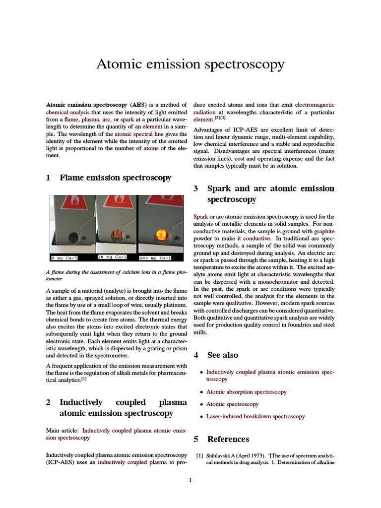 Atomic Emission Spectroscopy Analytical Chemistry Solid State