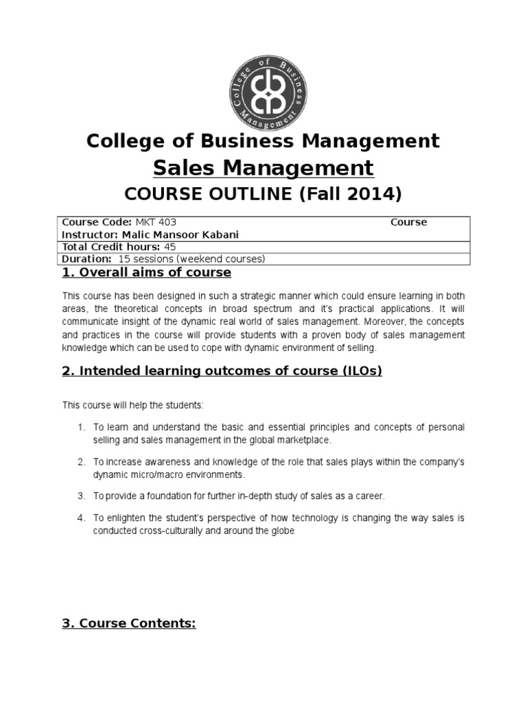 Sales Management Lecture Sales - 